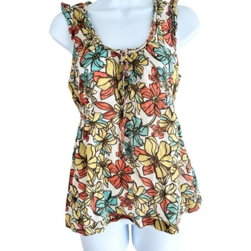 Y2k Hollister Women's Babydoll Tank Top Floral print Medium Boho Chic Peasant